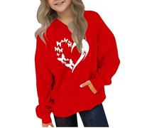 Christmas Sweatshirt for Girls Cute Printed Long Sleeves Hoodies with Pocket Casual Crew Neck Fall Winter Pullover Tops Toddler Clothes Comfy Jumper School Warm Teen Girl Sweatshirts