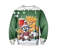 Christmas Sweatshirt for Men Without Hood, Christmas-Jumper Men Large Sizes, Christmas-Jumper Ugly with Christmas Print Casual Christmas-Sweater Casual Winter Jumper Xmas Patry