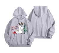 Christmas Sweatshirt for Women Hoodie - Hooded : 2024 Fashion Color Blocking Snowman Learn Cartoon Long Sleeve Printed Hooded (Light Gray L)