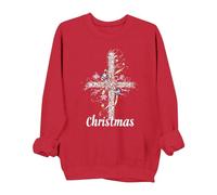 Christmas Sweatshirt for Women Ladies Novelty Xmas Tree Cross Pullover Christian Religious Gifts Jumpers Christmas Gnomes Long Sleeve Crew Neck Tops Casual Comfy Holiday Blouses