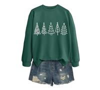 Christmas Sweatshirt For Women Mama Christmas Merry Pullover Long Sleeve Crew Neck Humor Shirts Casual Xmas Tops Cotton Set Women (Green, XXL)