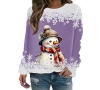 Christmas Sweatshirt for Women Print Sweatshirt, Ugly Long Sleeve Jumper Stylish Oversized Sweatshirts Cute Winter Pullover Xmas Festive Jumpers Hoodie Without Hood Weihnachtskleidung Longshirt
