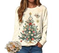 Christmas Sweatshirt for Women Pullover Jumper Ladies Xmas Top Xmas Long Sleeve Shirt Ladies Merry Chirtsmas Blouse Vintage Christmas Sweatshirt Women Greflying Movies Watching Shirt Plus Size Jumper