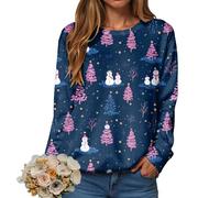 Christmas Sweatshirt for Women Pullover Jumper Ladies Xmas Top Xmas Long Sleeve Shirt Ladies Merry Chirtsmas Blouse Vintage Christmas Sweatshirt Women Greflying Movies Watching Shirt Plus Size Jumper