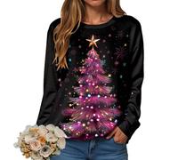 Christmas Sweatshirt for Women Pullover Jumper Ladies Xmas Top Xmas Long Sleeve Shirt Ladies Merry Chirtsmas Blouse Vintage Christmas Sweatshirt Women Greflying Movies Watching Shirt Plus Size Jumper