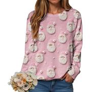 Christmas Sweatshirt for Women Pullover Jumper Ladies Xmas Top Xmas Long Sleeve Shirt Ladies Merry Chirtsmas Blouse Vintage Christmas Sweatshirt Women Greflying Movies Watching Shirt Plus Size Jumper