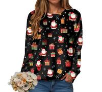 Christmas Sweatshirt for Women Pullover Jumper Ladies Xmas Top Xmas Long Sleeve Shirt Ladies Merry Chirtsmas Blouse Vintage Christmas Sweatshirt Women Greflying Movies Watching Shirt Plus Size Jumper