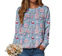 Christmas Sweatshirt for Women Pullover Jumper Ladies Xmas Top Xmas Long Sleeve Shirt Ladies Merry Chirtsmas Blouse Vintage Christmas Sweatshirt Women Greflying Movies Watching Shirt Plus Size Jumper