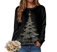 Christmas Sweatshirt for Women Pullover Jumper Ladies Xmas Top Xmas Long Sleeve Shirt Ladies Merry Chirtsmas Blouse Vintage Christmas Sweatshirt Women Greflying Movies Watching Shirt Plus Size Jumper