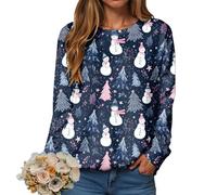Christmas Sweatshirt for Women Pullover Jumper Ladies Xmas Top Xmas Long Sleeve Shirt Ladies Merry Chirtsmas Blouse Vintage Christmas Sweatshirt Women Greflying Movies Watching Shirt Plus Size Jumper