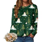 Christmas Sweatshirt for Women Pullover Jumper Ladies Xmas Top Xmas Long Sleeve Shirt Ladies Merry Chirtsmas Blouse Vintage Christmas Sweatshirt Women Greflying Movies Watching Shirt Plus Size Jumper