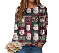 Christmas Sweatshirt for Women Pullover Jumper Ladies Xmas Top Xmas Long Sleeve Shirt Ladies Merry Chirtsmas Blouse Vintage Christmas Sweatshirt Women Greflying Movies Watching Shirt Plus Size Jumper