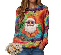Christmas Sweatshirt for Women Pullover Jumper Ladies Xmas Top Xmas Long Sleeve Shirt Ladies Merry Chirtsmas Blouse Vintage Christmas Sweatshirt Women Greflying Movies Watching Shirt Plus Size Jumper