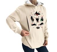 Christmas Sweatshirt for Women UK Maternity Nursing Hoodies Jumper Tops Comfort Friendly Zip Up Breastfeeding Pullover Tops Plain Maternity Hooded Sweatshirts Beige