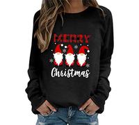 Christmas Sweatshirt for Women UK, Women's Christmas Jumper Reindeer Funny Snowman Print Graphic Sweatshirts Cute Long Sleeve Crewneck Tops Xmas Shirt Christmas Tree Graphics Pullover