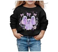 Christmas Sweatshirt Girls Long Sleeve Cotton Top Solid Colour Fashion Sport Toddler Casual Wear Xmas Holiday Jumpers Fall Autumn Clothing for Winter Season Protection Black