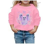 Christmas Sweatshirt Girls Long Sleeve Cotton Top Solid Colour Fashion Sport Toddler Casual Wear Xmas Holiday Jumpers Fall Autumn Clothing for Winter Season Protection Pink