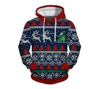 Christmas Sweatshirt Men Funny Xmas Holiday Pullover Long Sleeve Crewneck Sweatshirt Festive Sweater Novelty Party Outfit Hilarious Fancy Party Blouses Shirts Ugly Xmas Elf Jumpers (Z5 Dark Blue,M)