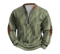 Christmas Sweatshirt Men Merry Christmas Print Novelty Long Sleeve 1/4 Zip Cotton Jumpers Casual Knitted Pullovers Sweater Top Funny Ugly Xmas Jumpers Pullover Sweater Elf Clothes (Green,M)