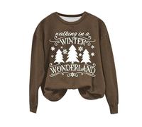 Christmas Sweatshirt Walking In A Winter Wonderland Pullover Long Sleeve Xmas Tops Oversized Ladies Sweatshirts Blouse for Women Uk Ladies Tunic Tops