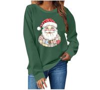 Christmas Sweatshirt Women Xmas Long Sleeve Funny Snowman Jumper Casual Crewneck Novelty Loose Fit Holiday Ladies Sweatshirts thick jumpers for women uk Army Green S
