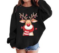 Christmas Sweatshirts for Kids for Boys Girls Loose Fit Xmas Pullover Tops Crewneck T-Shirt Graphic Print for Spring Autumn Winter Going Out Pullover Tops (Black, 5-6 Years)