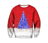 Christmas Sweatshirts for Men Festive Holiday Pullovers with Merry Christmas Prints Cozy Winter Tops Novelty Crewneck Tops Casual Comfortable Men Pullover Long Sleeve Sweatshirts (Red, M)