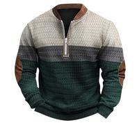 Christmas Sweatshirts for Men Reindeer Elf Novelty Long Sleeve 1/4 Zip Cotton Jumpers Casual Knitted Pullovers Sweater Top Funny Christmas Jumpers Ugly Xmas Sweatshirts Reindeer Shirt (Dark Green,L)