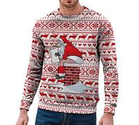 Christmas Sweatshirts For Men Women Xmas Santa Gnome Elk Funny Print Pullover Jumpers Crewneck Long Sleeve Sweatshirt Comfortable Chirstmas Couple Outfits Tops Winter Warmth Sweatshirts