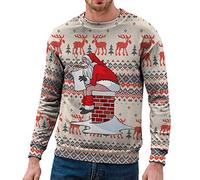 Christmas Sweatshirts For Men Women Xmas Santa Gnome Elk Funny Print Pullover Jumpers Crewneck Long Sleeve Sweatshirt Comfortable Chirstmas Couple Outfits Tops Winter Warmth Sweatshirts