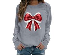 Christmas Sweatshirts for Women UK Clearance,2024 Womens Ugly Pullover Sweater Tops,Ladies Xmas Bow Print Round Neck Long Sleeve Novelty Sweatshirt Casual Workout Shirts Loose Blouse UK Size 8-16