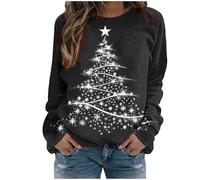 Christmas Sweatshirts for Women UK Clearance Ladies Christmas Jumpers Glitter Xmas Tree Print Long Sleeve Tops Merry Christmas Shirts Plus Size Pullover Xmas Tops Holiday Tshirts