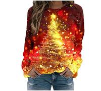 Christmas Sweatshirts for Women UK Clearance Ladies Christmas Jumpers Glitter Xmas Tree Print Long Sleeve Tops Merry Christmas Shirts Plus Size Pullover Xmas Tops Holiday Tshirts