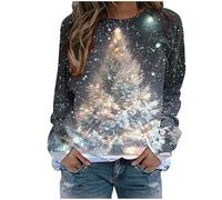 Christmas Sweatshirts for Women UK Clearance Ladies Christmas Jumpers Glitter Xmas Tree Print Long Sleeve Tops Merry Christmas Shirts Plus Size Pullover Xmas Tops Holiday Tshirts