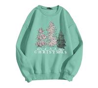 Christmas Sweatshirts,Women's Hoodless Sweatshirt | Merry Christmas Sweatshirt Womens In My Christmas Sweater Funny Christmas Tree Graphic Pullover Casual Top (Light Green, XL)