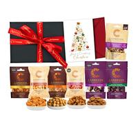 Christmas Sweet Nut Hamper Gift - Caramelised & Chocolate Snack Box with Festive Card - Salted Caramel Hazelnuts, Dark Chocolate Cranberries & More - Gourmet Food Gift for Men & Women - WALTNEYS