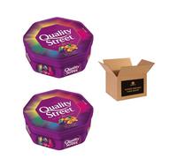 Christmas Sweet Treats Assortment Tub - Sweets Box with Love Hearts, Refreshers, Drumsticks for Kids & Adults 600g (Pack 2, Quality Street-600g)