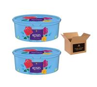 Christmas Sweet Treats Assortment Tub - Sweets Box with Love Hearts, Refreshers, Drumsticks for Kids & Adults 600g (Pack 2, Roses-600g)