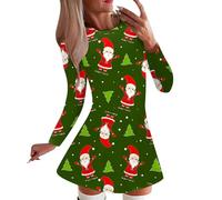 Christmas Swing Dresses for Women, Xmas Dresses for Women, Cocktail Swing Dress Retro Long Sleeve Dress Flare Vintage Hepburn Dresses Christmas Outfits Costumes