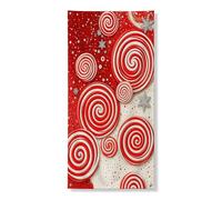 Christmas Swirl Door Cover Banner Decorative, Festive Red White Lollipop Patterns Front Door Decor, Indoor Outdoor Holiday Hanging Backdrop Supplies 36x72 Inch