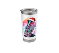 Christmas Synthwave Tuba Tubist Stainless Steel Insulated Tumbler