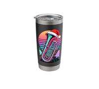 Christmas Synthwave Tuba Tubist Stainless Steel Insulated Tumbler