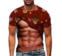 Christmas T Shirt Men's Short Sleeve Funny 3D Muscle Print Crewneck Winter Shirt Fashion Fashion Party Tops T Shirt Original Xmas Christmas Sweatshirts Pullover Party 2025