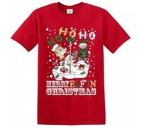 Christmas T-Shirts HOHO Hold Merry ELF in Xmas Reinder Gift Funny Santa Xmas Joke Party Winter T Shirt Top - RED - 4XL