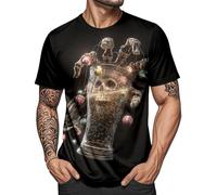 Christmas T Shirts Men | Christmas Skull Beer | Spooky Casual Short Sleeve Graphic Tee Holiday Clothes - beer-12 L