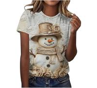Christmas T-Shirts Women Christmas Tree Graphic Xmas Print T Shirt Holiday Short Sleeve Tops Ladies Lightweight Fall Winter Going Out T Shirts Cute Funny Novelty Merry Xmas Pullover