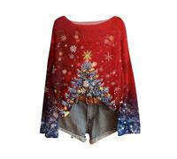 Christmas T Shirts Women Funny Christmas Jumper Comfortable Crew Neck Sweater Vintage T Shirts to Gathering Classic Resistant Clothes in Dinner Casual Sweatshirt for Parade Blue XXL