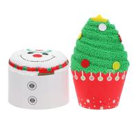 Christmas T Towels 2pcs Cotton Washcloths Festive Face Cloth | Christmas Theme, Party Table Decoration, Vivid Christmas Tree Snowman Cake Shapes, Gift for Girls Kids Random Style