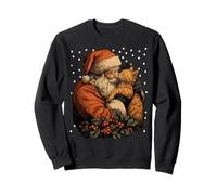 Christmas Tabby Cat with Santa Claus Feline Animal Winter Sweatshirt