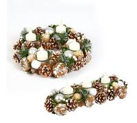 Christmas Table Centrepiece Candle Holder with Silver Baubles (Set)